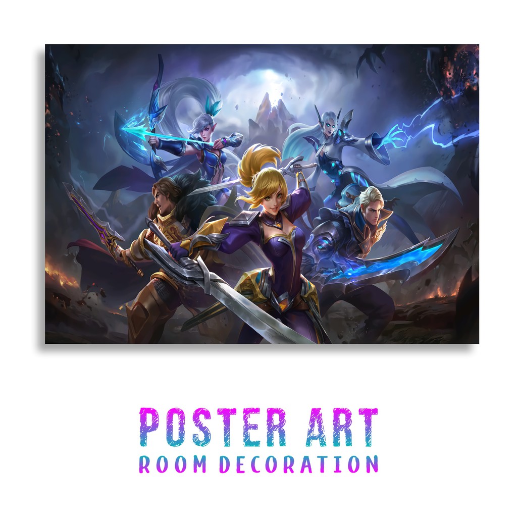 Poster Mobile Legends Alucard X Fanny X Tigreal X Miya X Eudora Shopee Indonesia