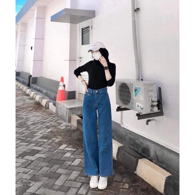 Celana Panjang Wanita Jeans Kulot High Waist Loose Jeans Premium