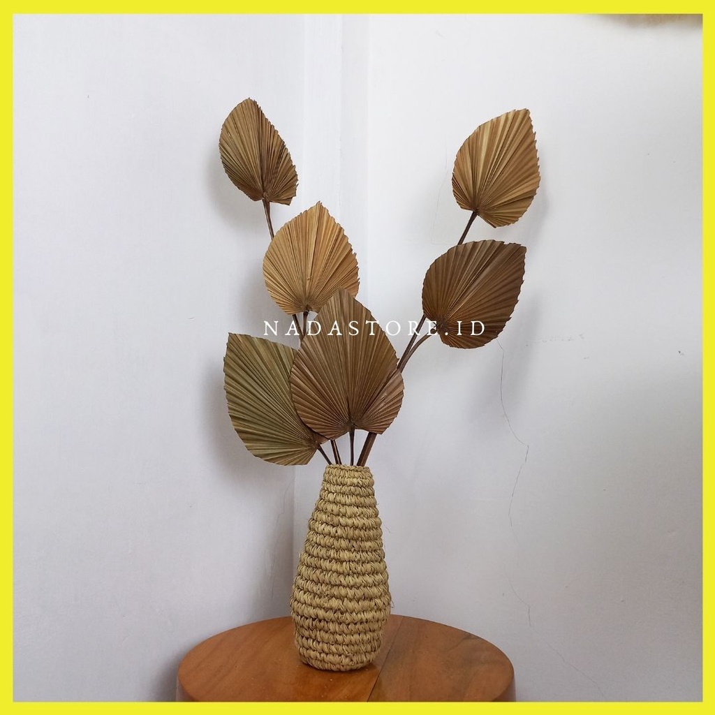 DRIED FLOWER / BUNGA KERING / HIASAN RUMAH VAS DAUN PALEM MINI PAKET BUNDLING