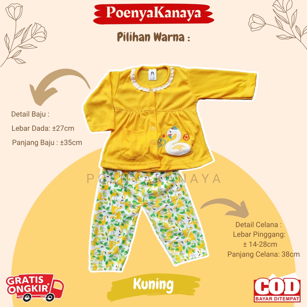 Setelan Baju Bayi Piyama Bayi Panjang Perempuan SWAN LOVE Yeiko 6-18 bln SPY08