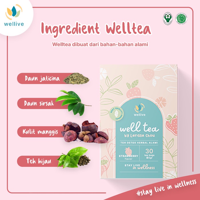 

Teh-Daun- Slimming Tea (Welltea) - Teh Pelangsing Herbal By Wellive - Isi 30 - Bubble Gum -Daun-Teh