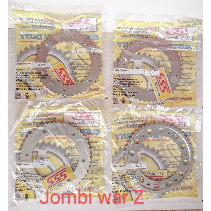 GEAR BELAKANG SSS CRF 150 428 46/47/48/49/50/51/52/53/54/55T