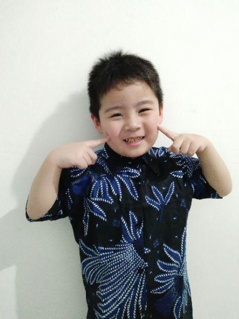 Kemeja Batik Anak Cowok Pari Biru