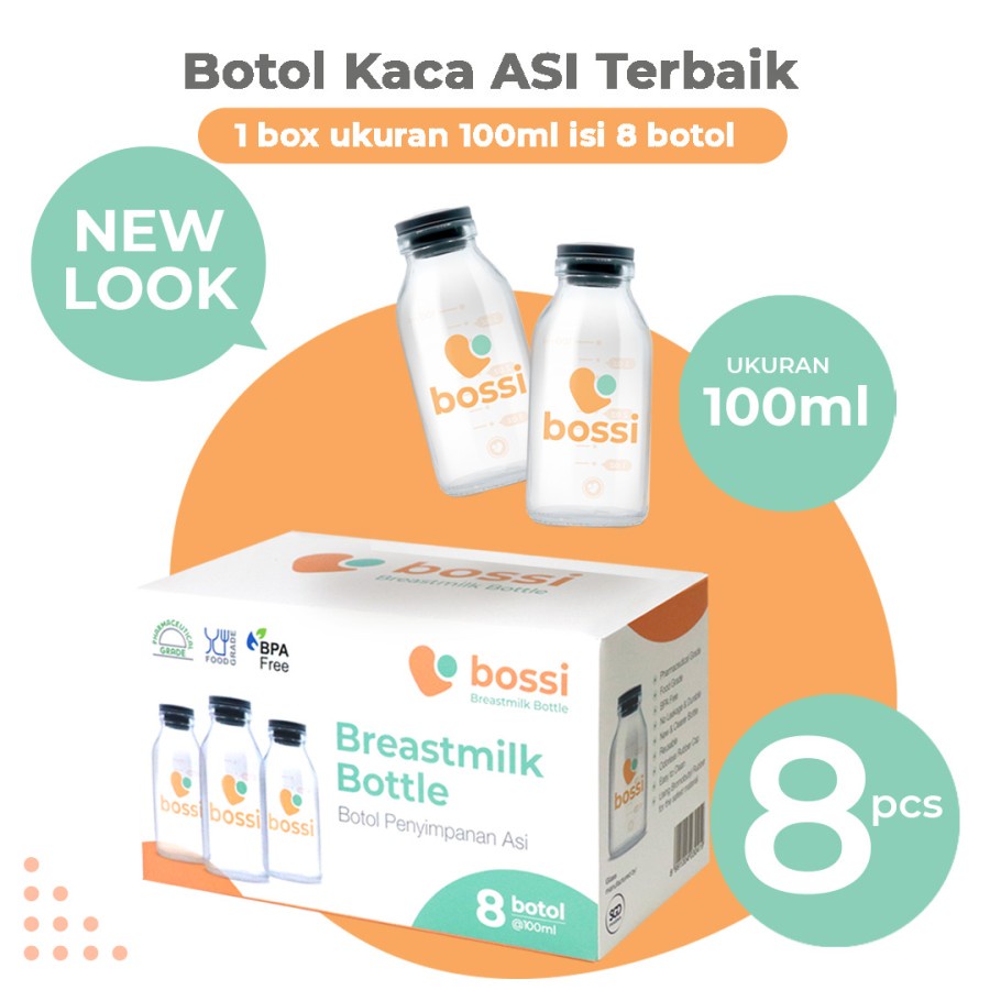 Bossi Botol Kaca ASI - Botol Penyimpanan ASI 100ml