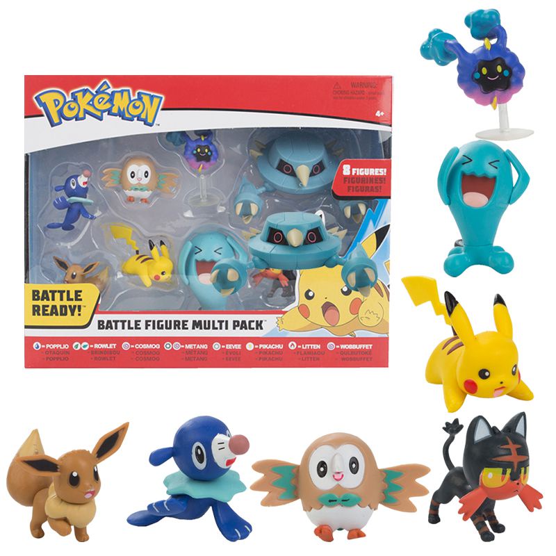 8pcs Set Pokemon Battle Figure Multi Pack Pikachu Eevee Wobbuffet Toys Gifts