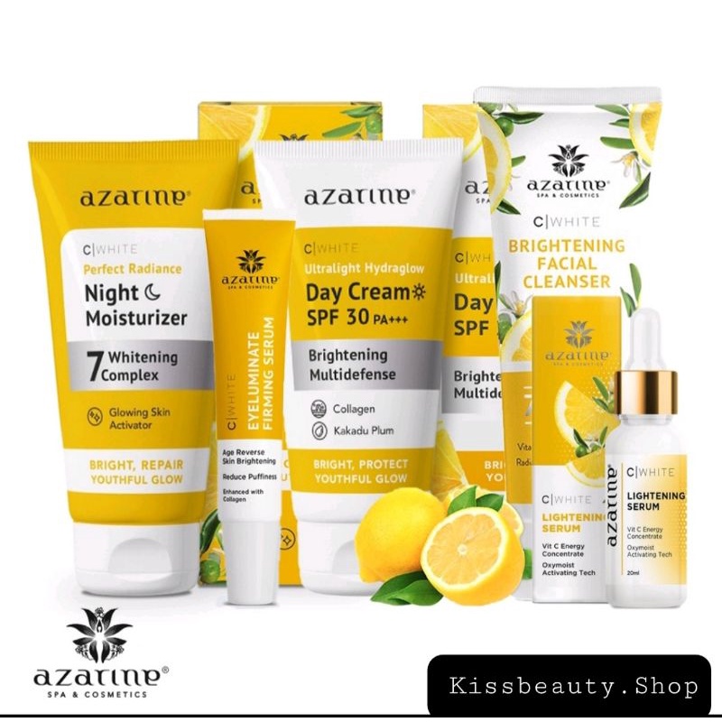 Paket Lengkap Azarine C-White Mencerahkan 5pcs - (Facial Cleanser 50ml + Serum 20ml + Eyeluminate Fi