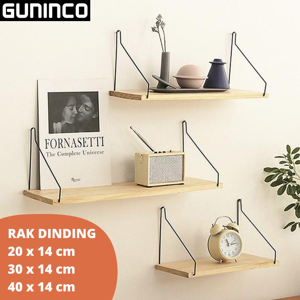 GUNINCO RAK DINDING MINIMALIS 40X15 RAKA Tempel Rak Buku Kayu Besi