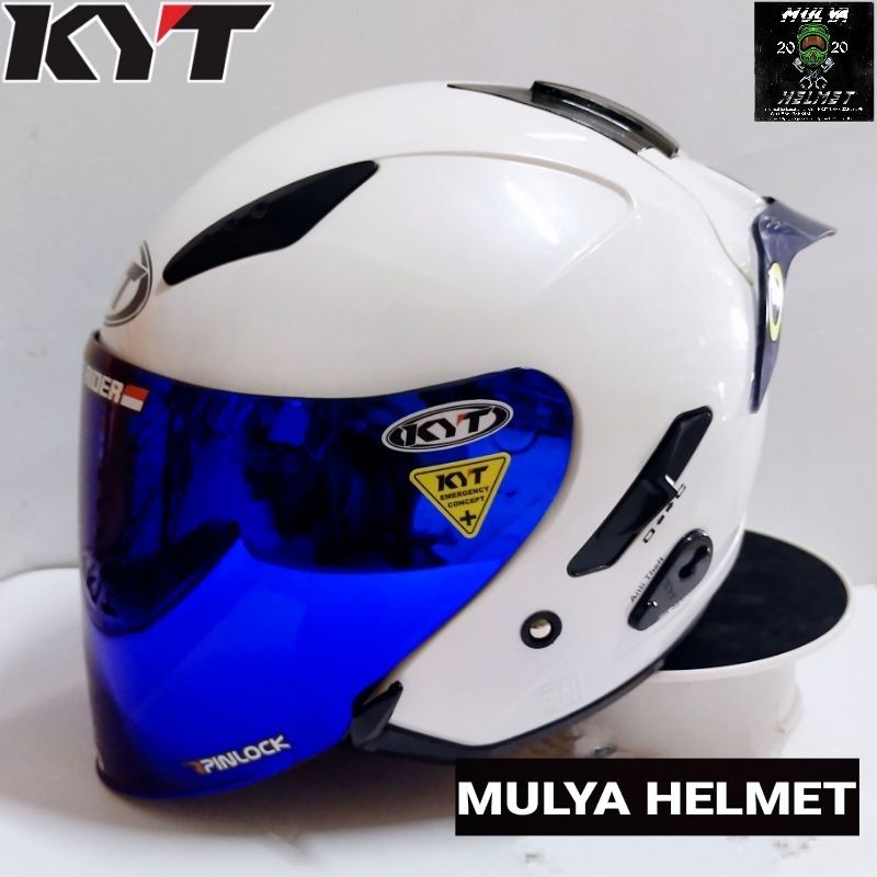 Helm Kyt Galaxy Flat R Solid White Paket Ganteng