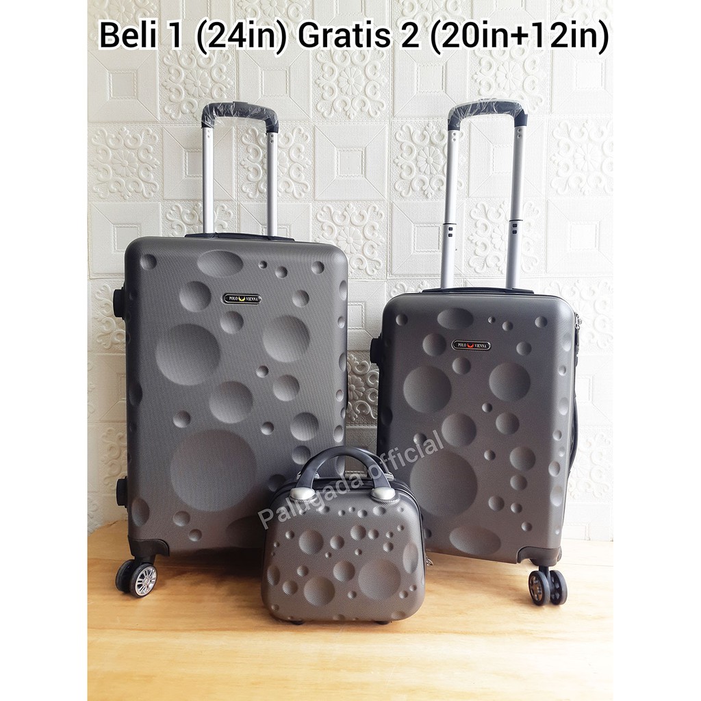 PROMO 10.10 DAPAT 3 PC KOPER 24+20+12 INCH POLO VIENNA 007 BISA COD FREE KARDUS DAN BUBBLE