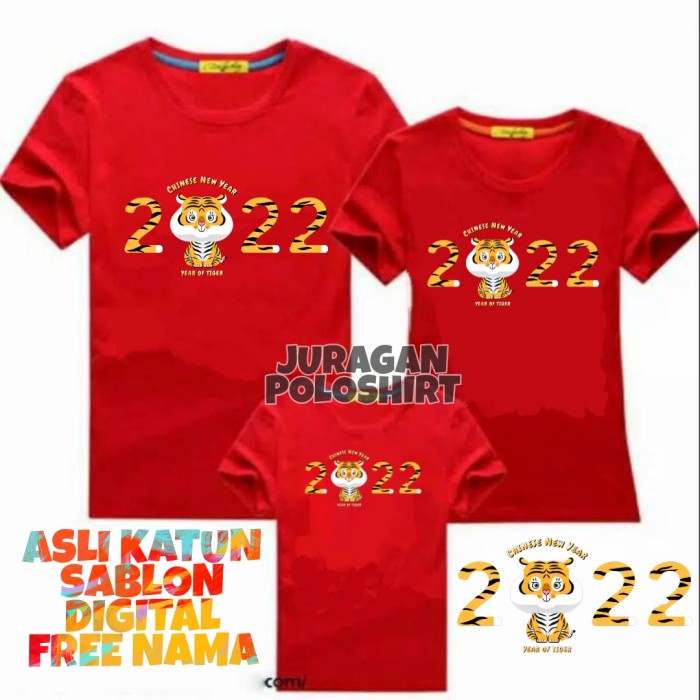 KAOS IMLEK 2022 TIGER-KAOS IMLEK FAMILY-KAOS UNISEX PRIA/WANITA-JRG09 - kaos distro imlek 2022