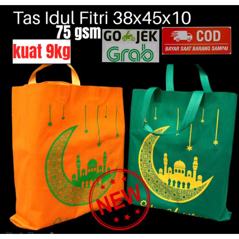 Tas Spunbond Idul Fitri JUMBO 38x45x10 Tas Kain Goodie Bag Ramadhan Lebaran