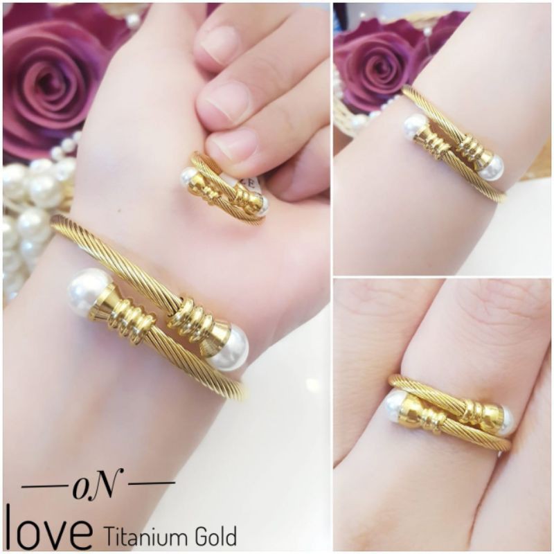 Titanium Set Gelang dan Cincin Terlaris 5546j