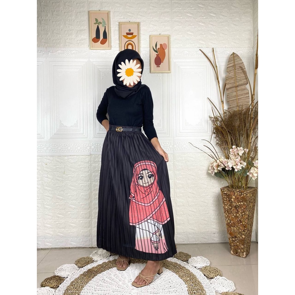 ROK PLISKET HYGET DEWASA MOTIF/ROK KLOK VARIASI MOTIF KARTUN