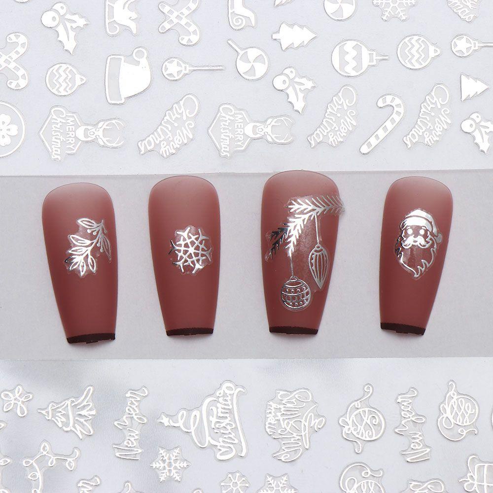 R-flower nail Sticker Dekorasi Kuku Amplop Silver 3D