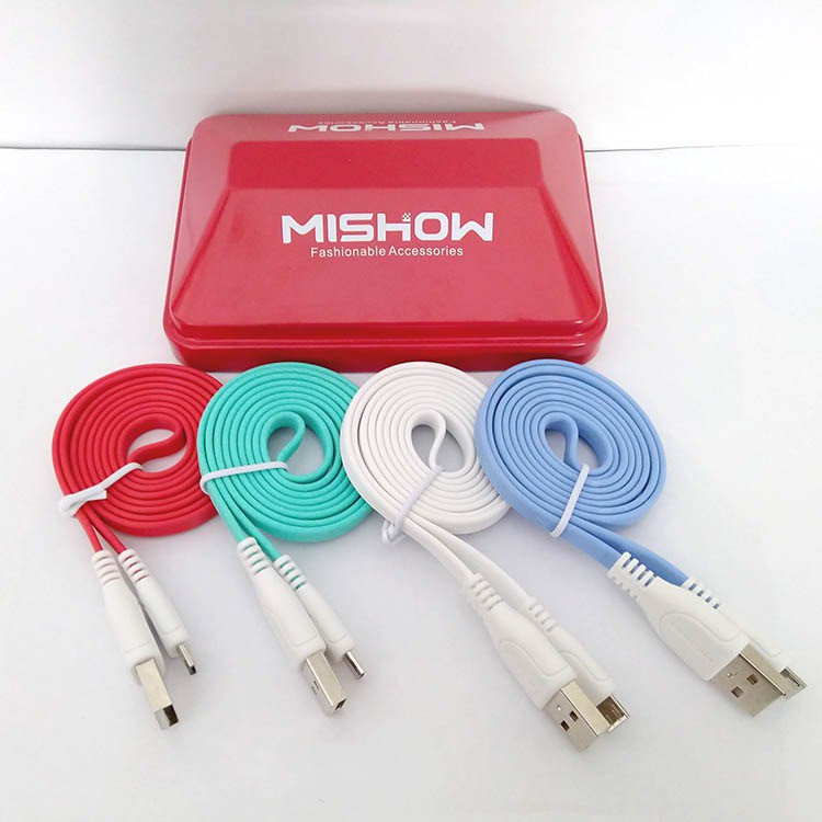 Kabel Charger Mishow MCB001 2.4A Candy Charge dan Data Flat 1 toples isi 40pcs