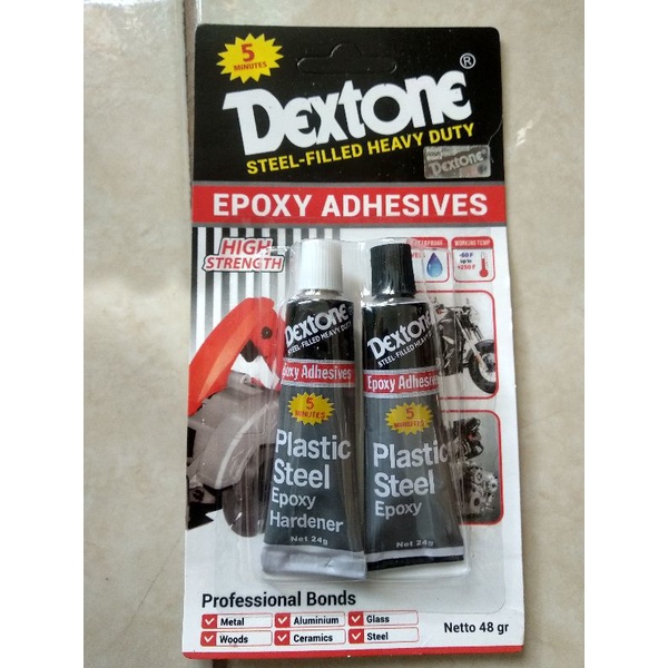 

Lem Plastic Steel Dextone 5 menit 1 box isi 12pcs