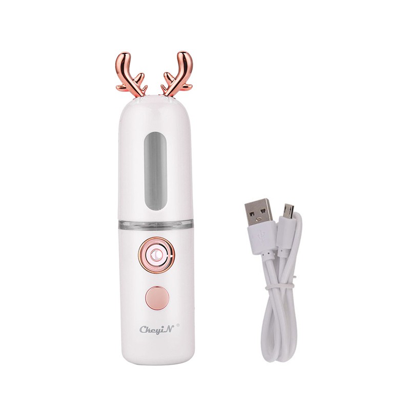 CkeyiN Steamer Muka Portable Mini Nano Spray Machine Beauty Skin Humidifier Model Rusa - MR448P - Wh