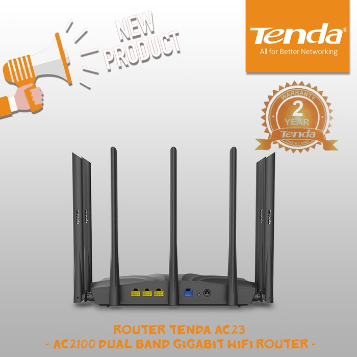 Tenda AC23 2.4GHz + 5GHz AC2100Mpps Nirkabel 7 Antena