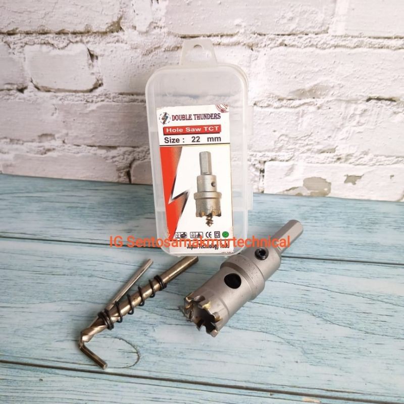 DOUBLE THUNDER 22 MM Hole Saw Mata Bor Besi Stainless Baja TCT 22mm