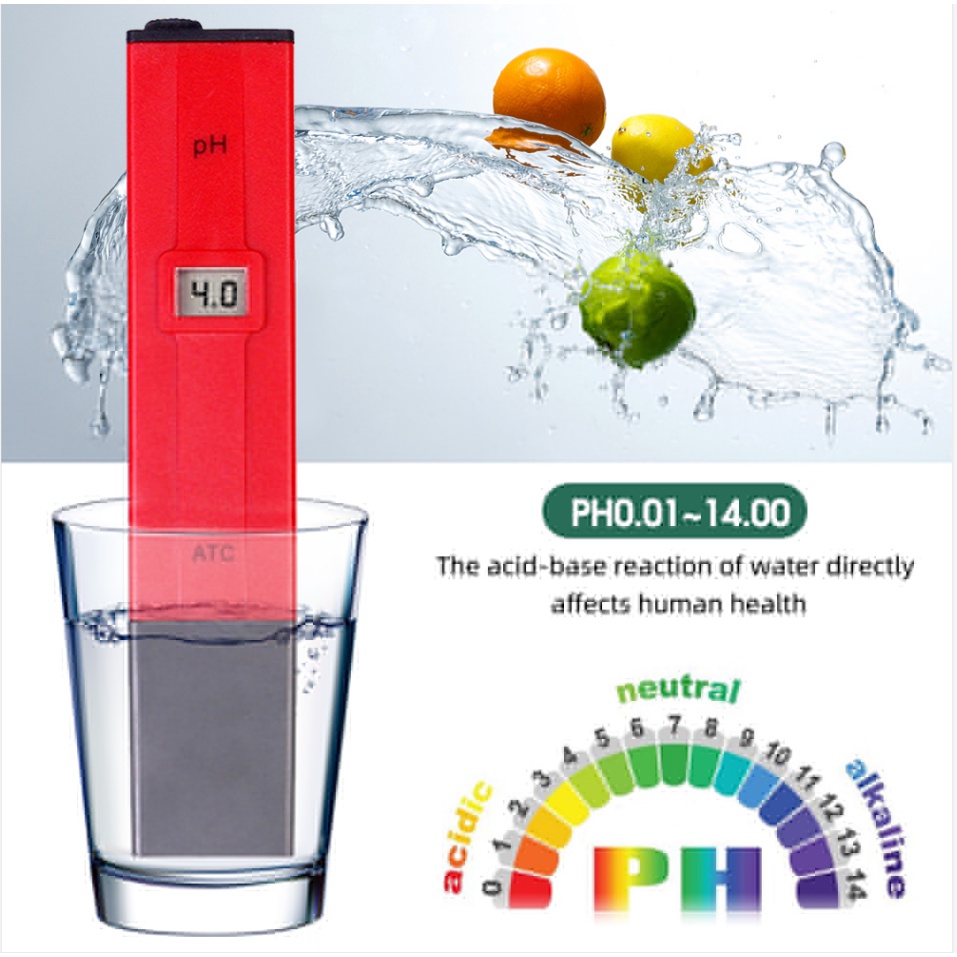 PH Meter Digital Alat Ukur Keasaman Air -Hidroponik,Kolam,Minuman  0.1 0.01 PH Pena