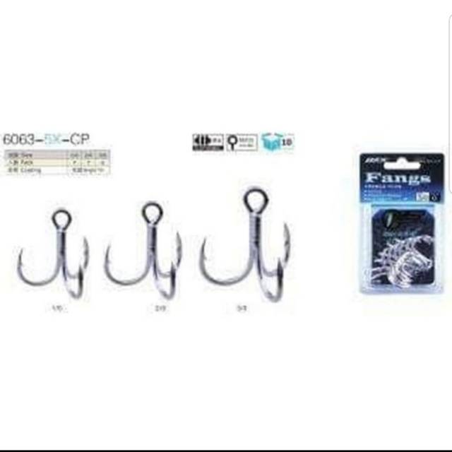 TREBLE HOOK BKK FANGS 6063-CP (5X STRONG)