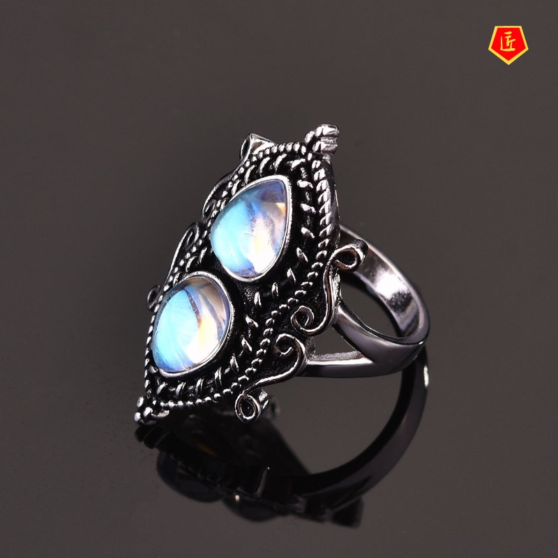 [Ready Stock]S925 Silver Vintage Moonstone Ring