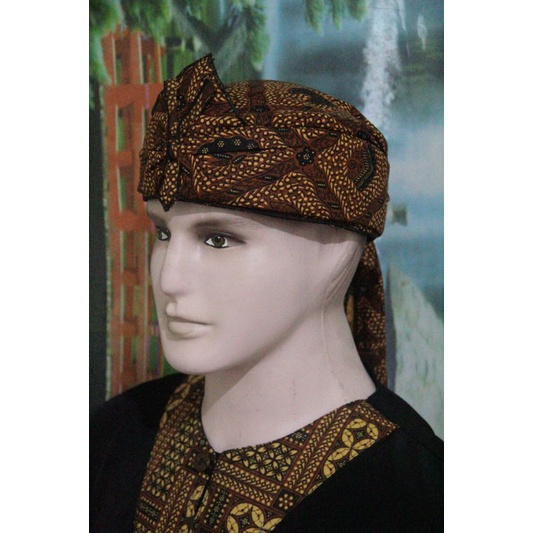 iket blangkon sunda jawa batik tradisional uk dewasa anak atas tutup (coklat)
