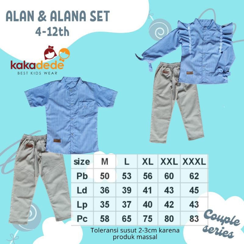 setelan anak alan alana kakadede