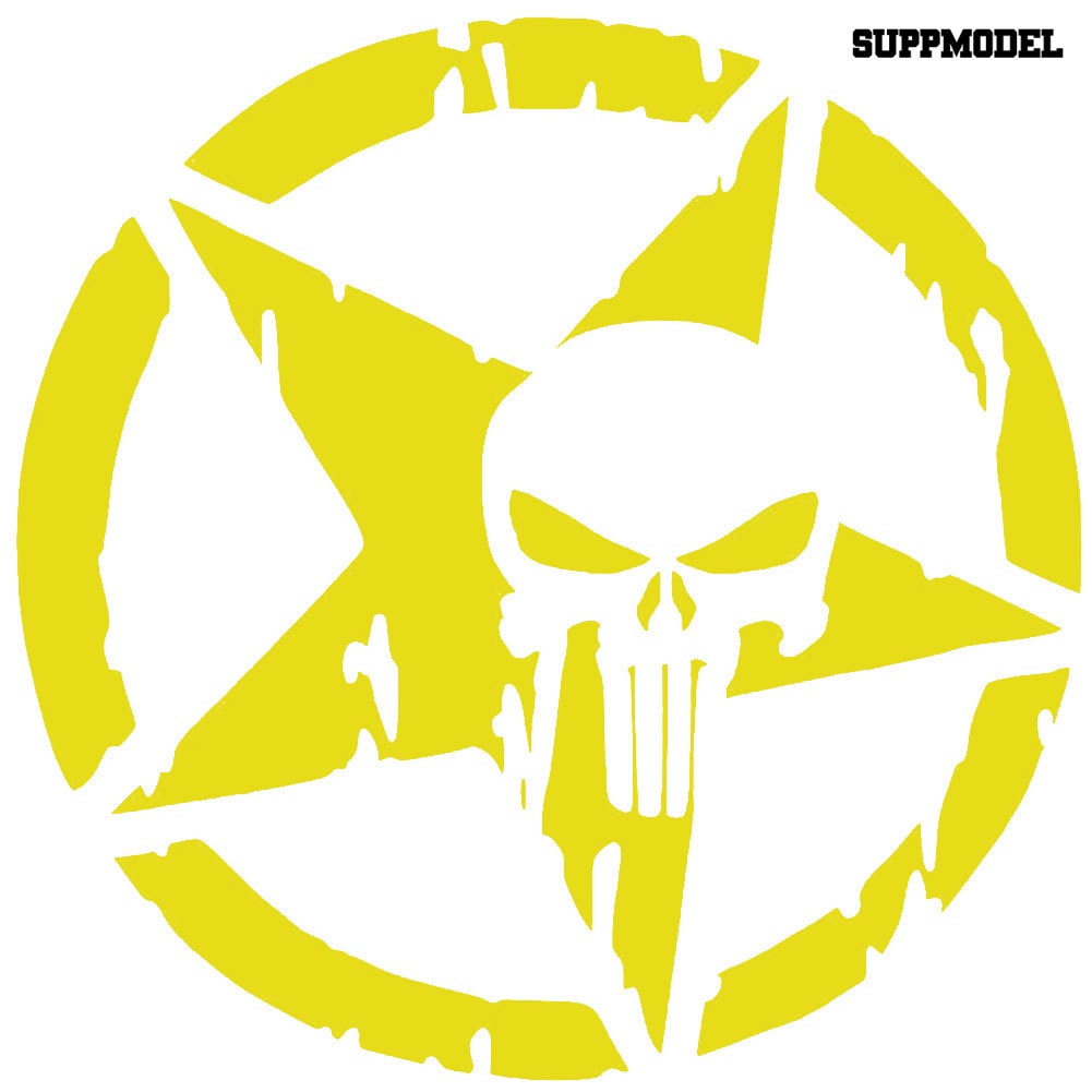 Stiker Decal Motif Tengkorak Punisher Pentagram Untuk Dekorasi Bodyjendela Mobil