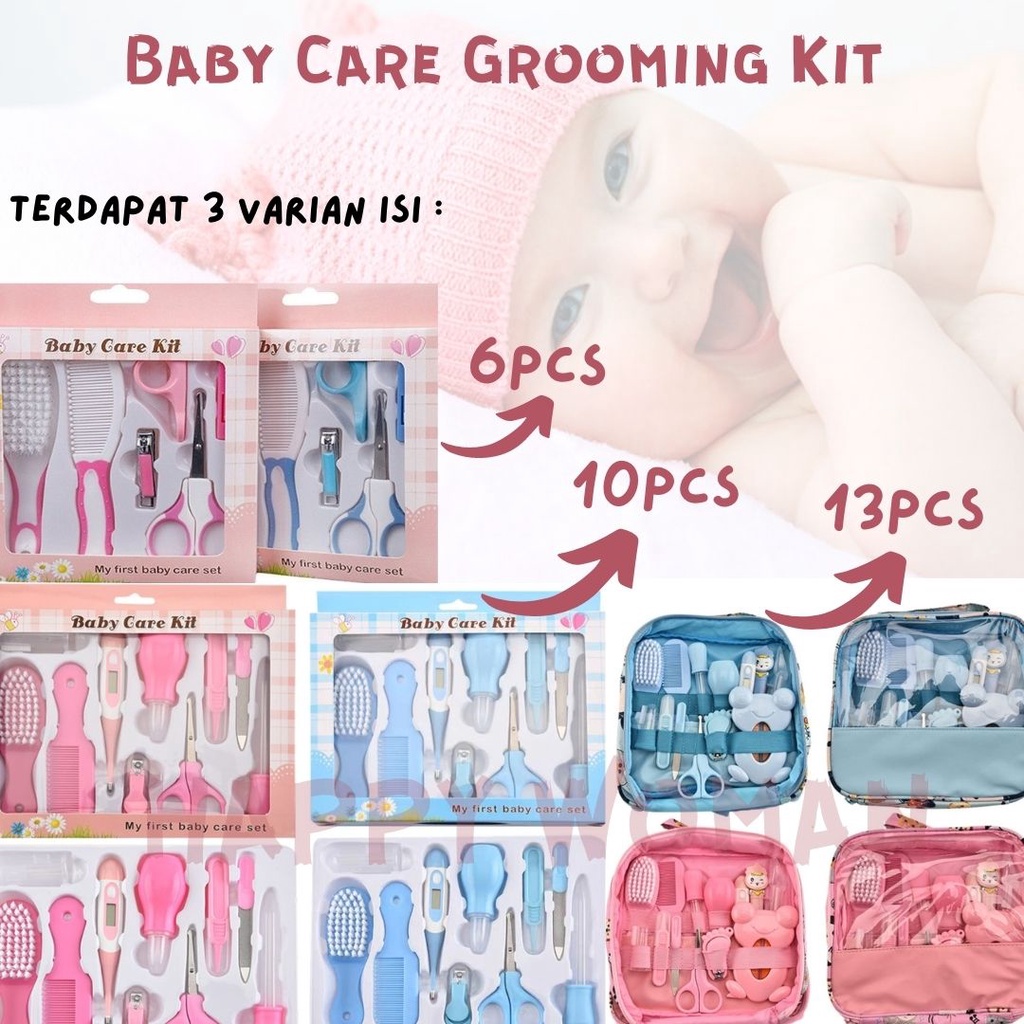 Perlengkapan Bayi Set Newborn Baby Care Grooming Kit Newborn Gift Baby Kit Baby Care Kit Set 6 Pcs / 10 Pcs / 13 Pcs Gunting Kuku Termometer Sisir Bayi Baby Kit Baby Set Hadiah Bayi