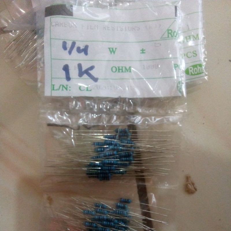 resistor 1k 1/4watt per pack