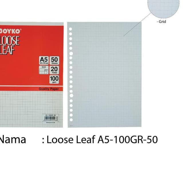 

NEW YEAR SALE!! Loose Leaf Joyko Grid A5-100GR-50 - 50 Lembar