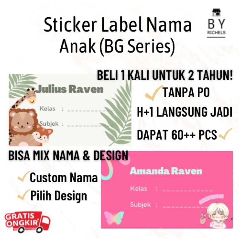 

Byrichels | Termurah!! Sticker Label Nama Seri Anak Sekolah BG Tanpa PO Bisa Custom Nama Gratis Design