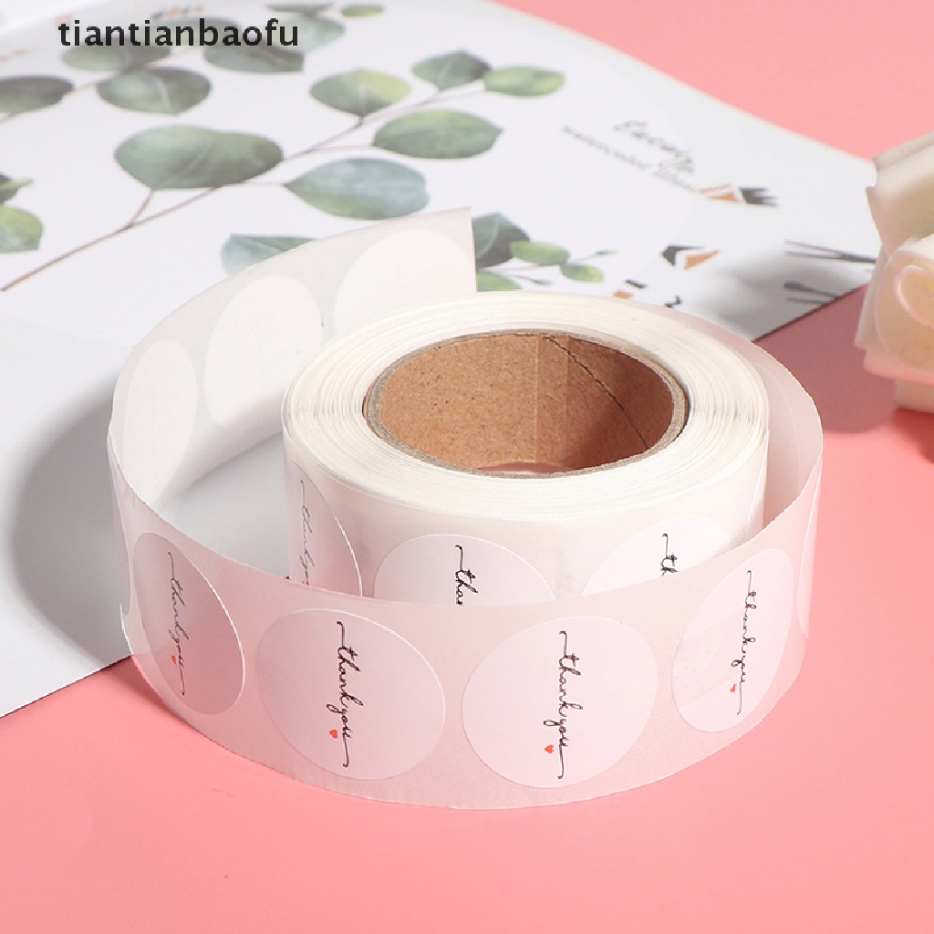 [tiantianbaofu] 500pcs/roll Round White paper label sticker thank you sticker scrapbook 1 inch Boutique