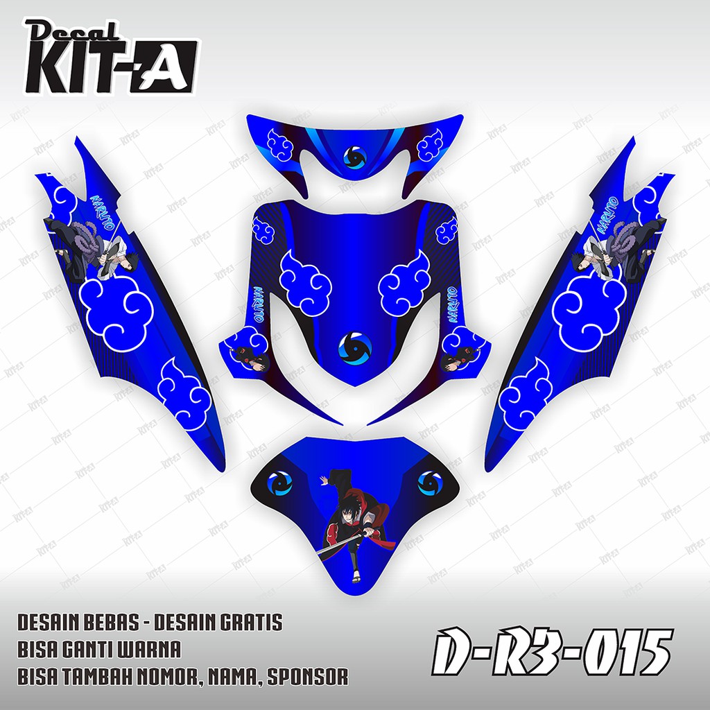 Decal Stiker Motor Mio Sporty Biru Naruto Sasuke Dekal Sticker