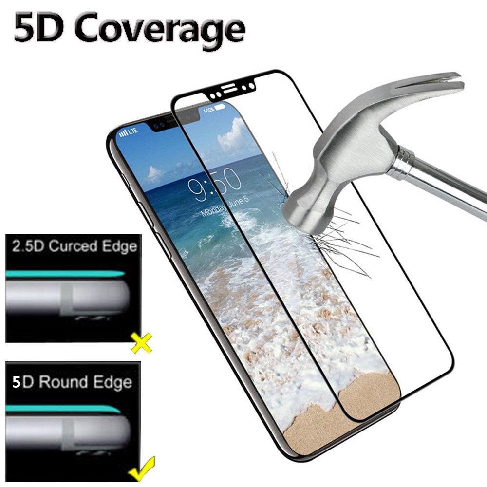 Tempered Glass 5D For Iphone X Xs Full Cover Full Lem Premium Quality No pelangi No gelembung udara