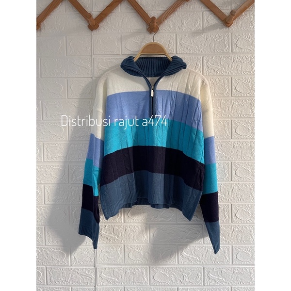 SWEATER ZIPPER  RESLETING KERANG TINGGI V NECK KDI LOLIPOP