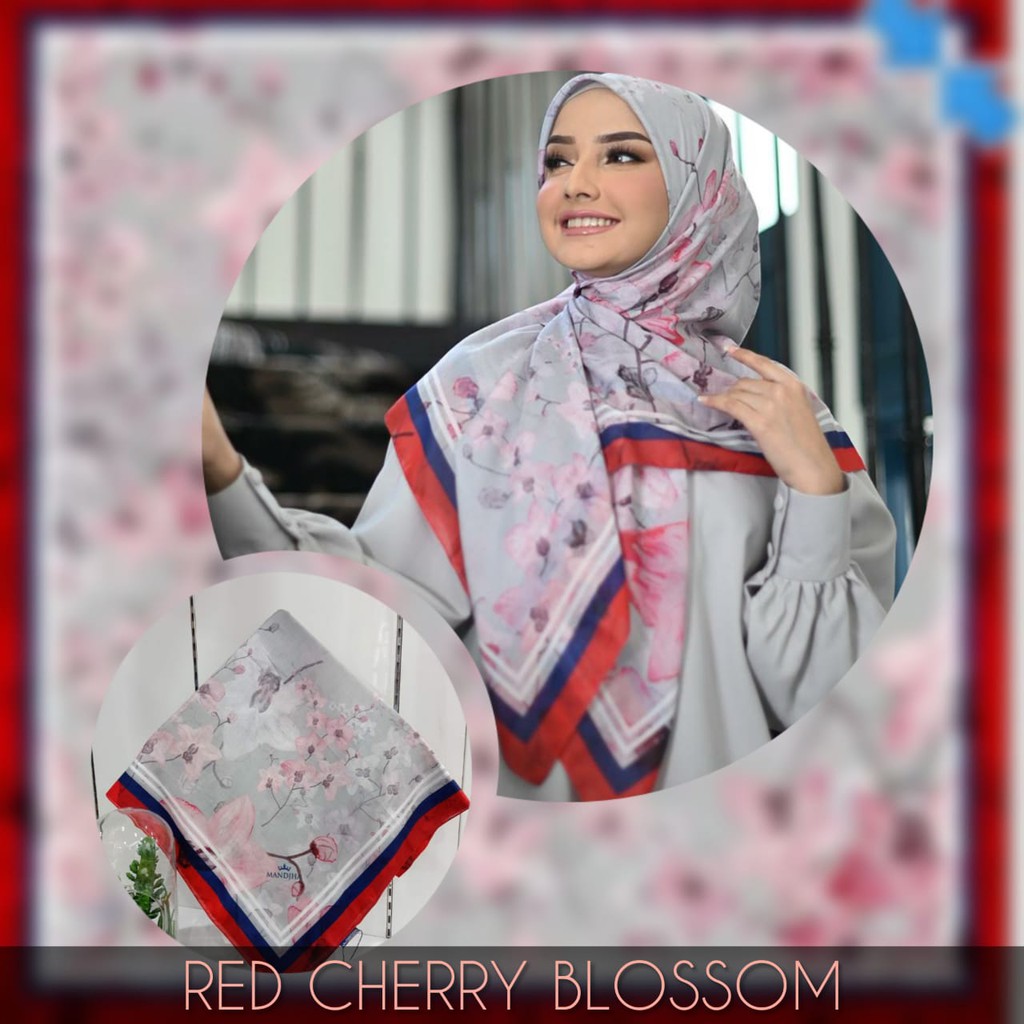 Red Cherry Blossom Scarf Mandjha Hijab
