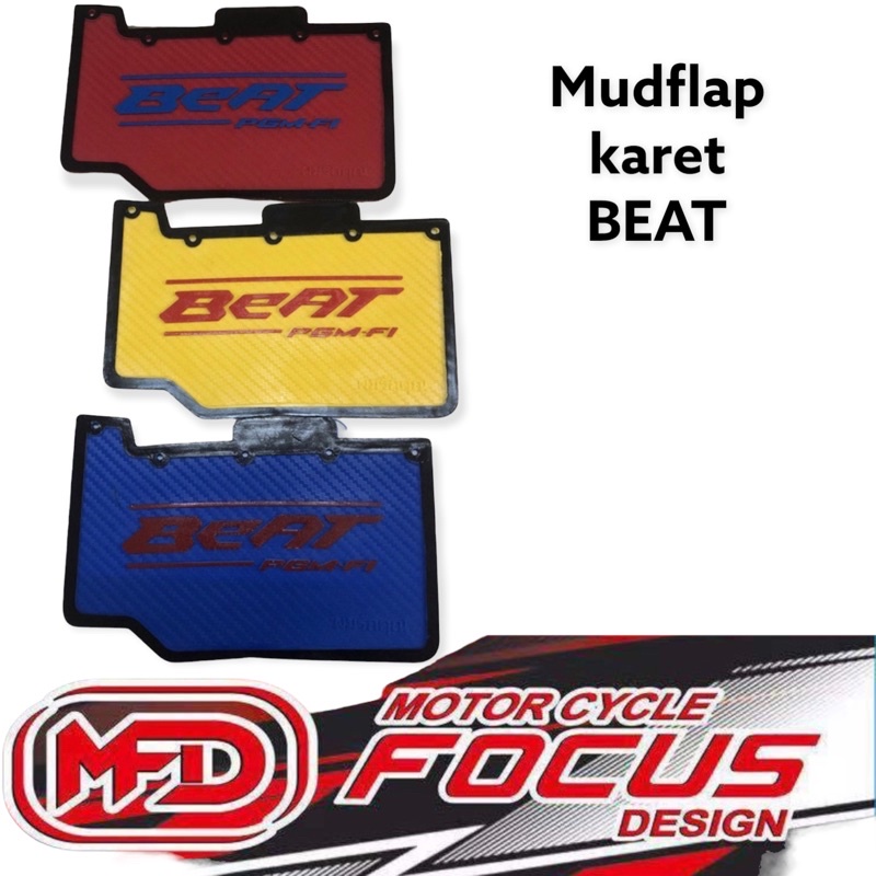 mudflap penahan lumpur karbon honda BEAT 3tone RED BLUE YELLOW SERIES