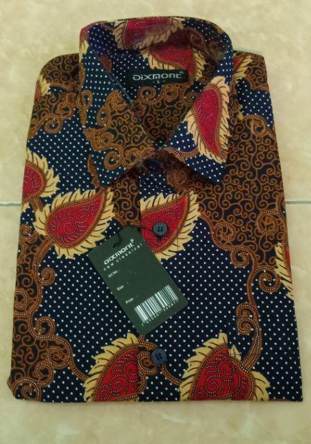 Kemeja Batik Pria Lengan Pendek Bs46 Katun Motif Modern Dixmont Semi Slimfit Premium