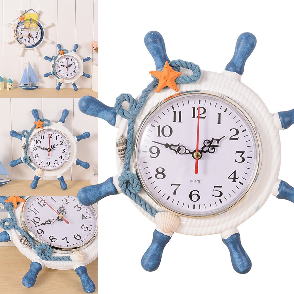 Nautical Beach Wheel Wall Clock Maritime Time Clock Home Wall Decoration Shopee Indonesia