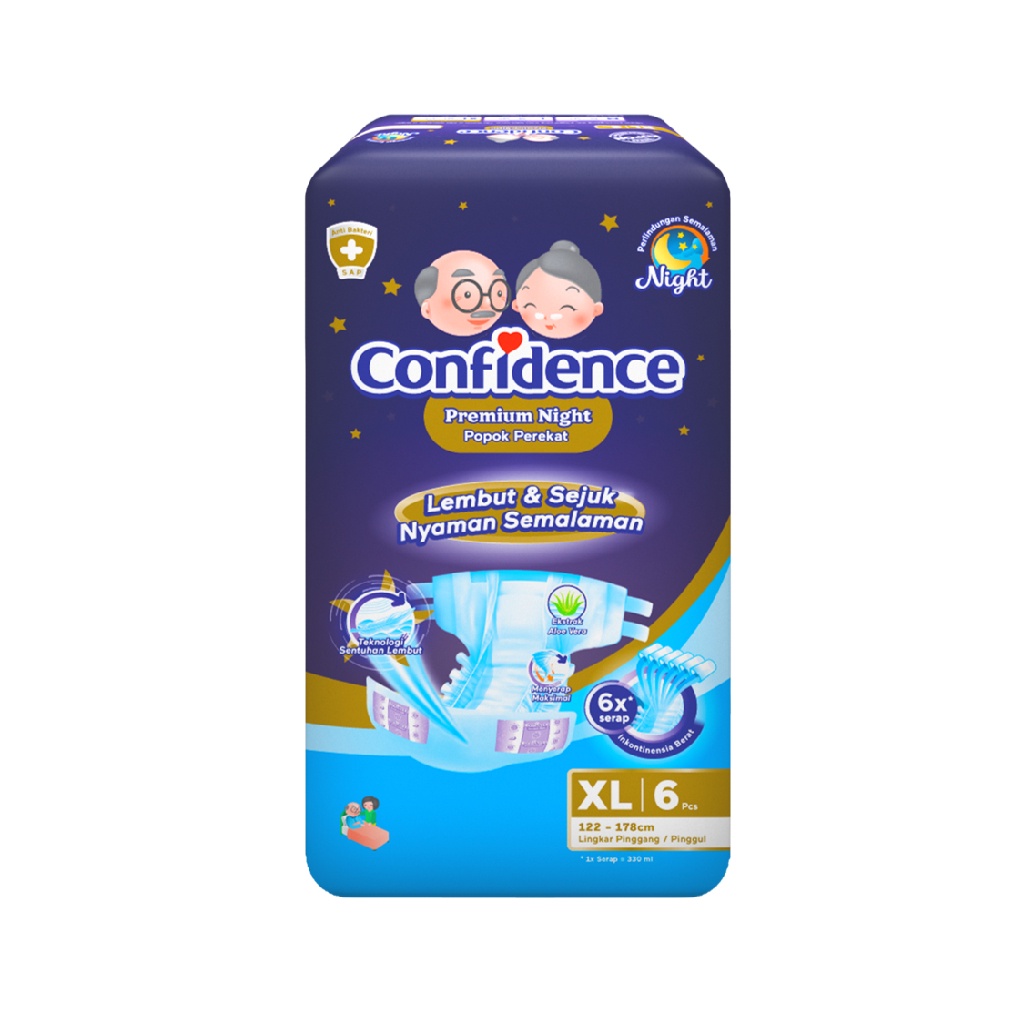 CONFIDENCE Premium Night Tape Popok Perekat Dewasa XL6