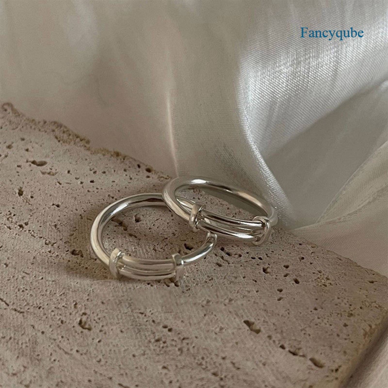 Fancyqube Cincin 925 Sterling Silver Bentuk Bulat Model Tarik Dorong Untuk Wanita