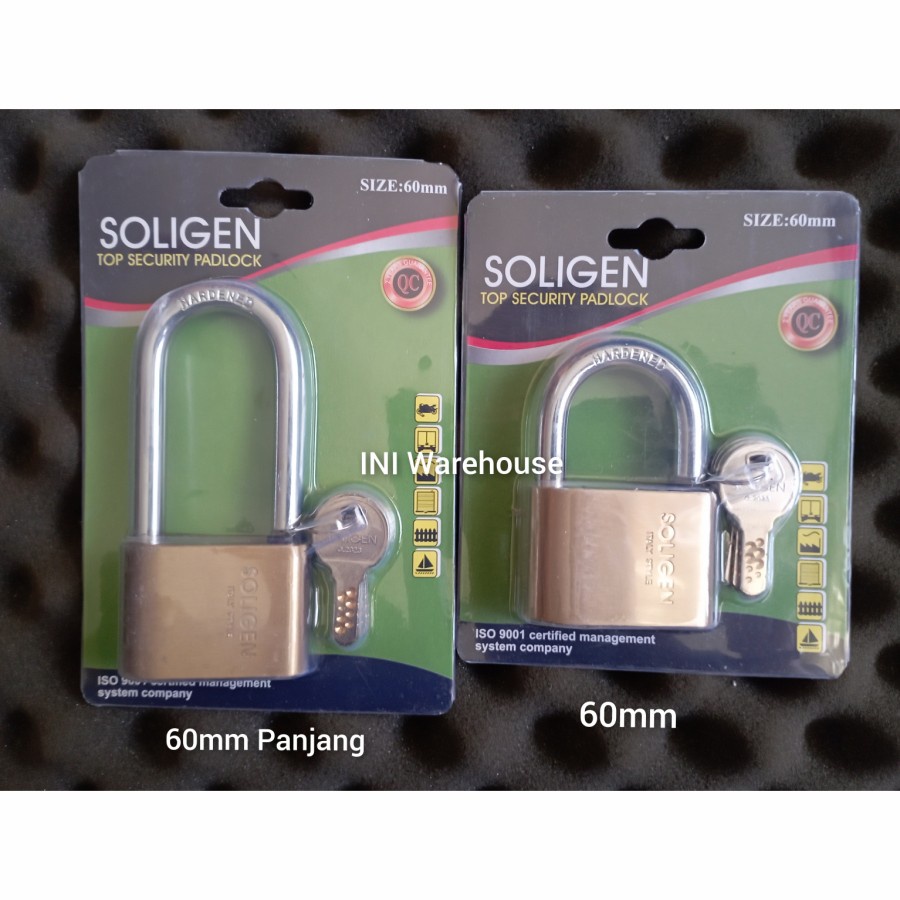 Soligen Gembok 60mm 60 mm Panjang Pendek Per Kuningan Kunci Komputer