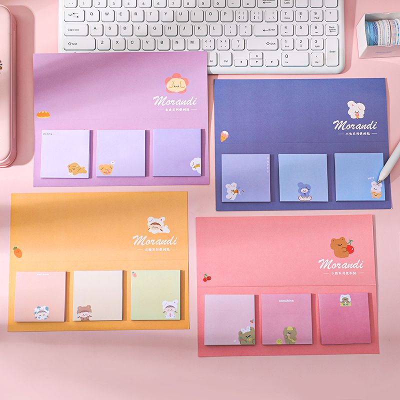 

GAEKOPEDIA || 60 Lembar Sticky Note 3 in 1 Memo Pad Morandi Motif Kartun Untuk Pelajar / Kantor