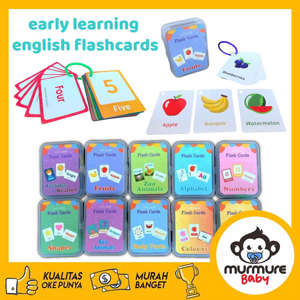 MURMURE.BABY | FLASH CARD EDUKASI ANAK MAINAN EDUKASI ANAK KARTU PINTAR BALITA FLASH CARD BAHASA INGGRIS