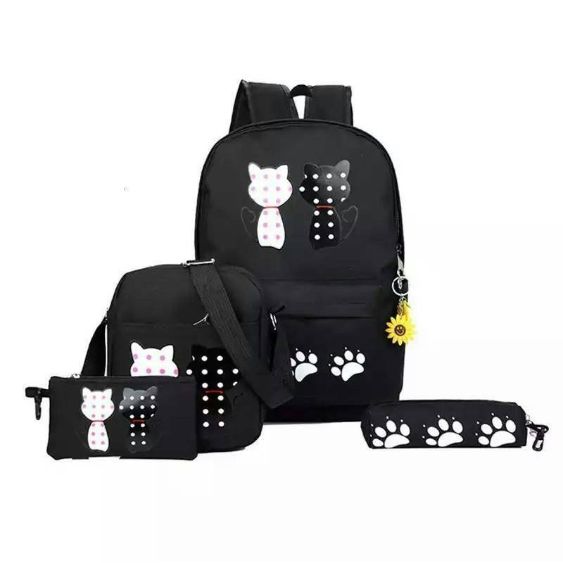 BACKPACK KUCING 4IN1 KUCING POLKA/TAS ANAK/TAS SEKOLAH/TAS BERANAK/TAS PROMO TERMURAH IMPORT KEKINIAN