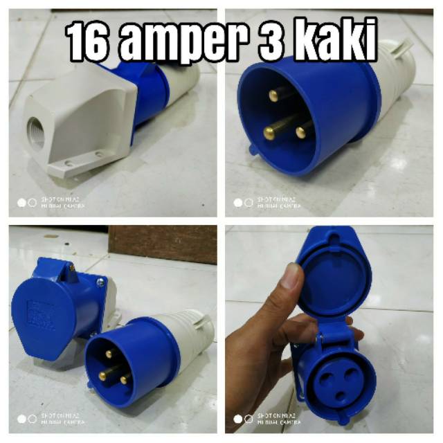 stopkontak steker genset 16 amper 3 kaki 1 set 3 lubang