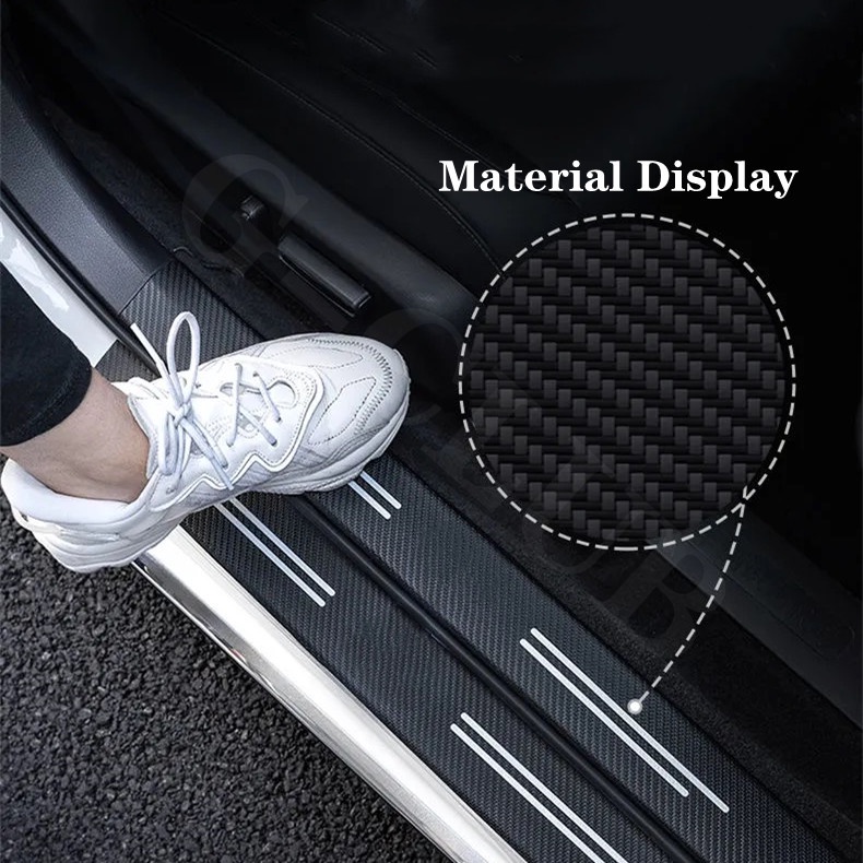 G-club 4PCS Stiker Strip Carbon Fiber Pelindung Pintu Mobil Ford