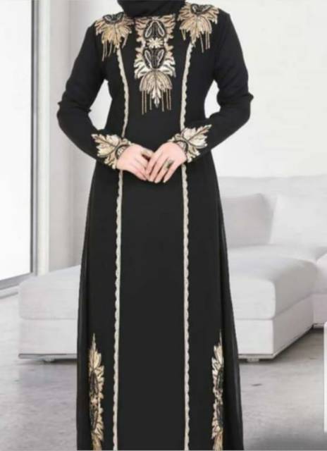 baju busana abaya Gamis hitam arab bordir samara